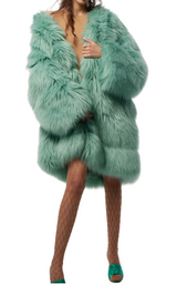 Faux Fur Coat in Mint Color