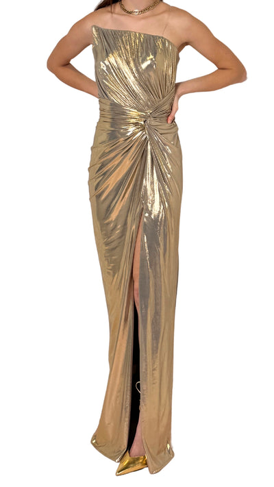 Gold Metallic Cocktail Prom Dress