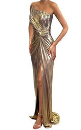 Gold Metallic Cocktail Prom Dress