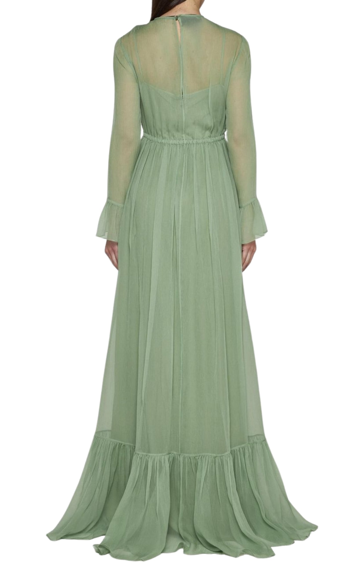 Green Chiffon Silk Dress