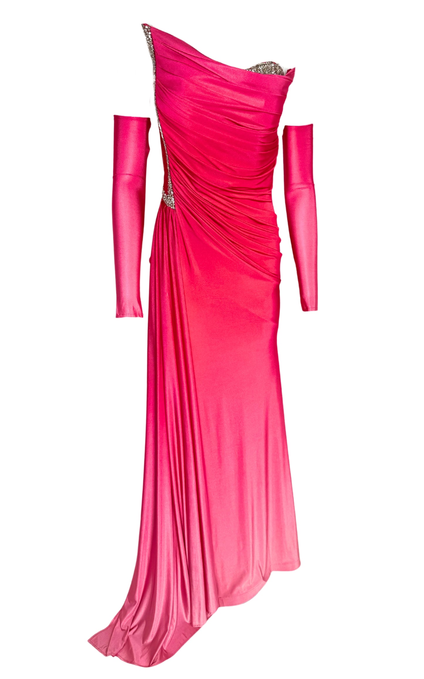 Rhinestone Embellished Pink Ombre Gown