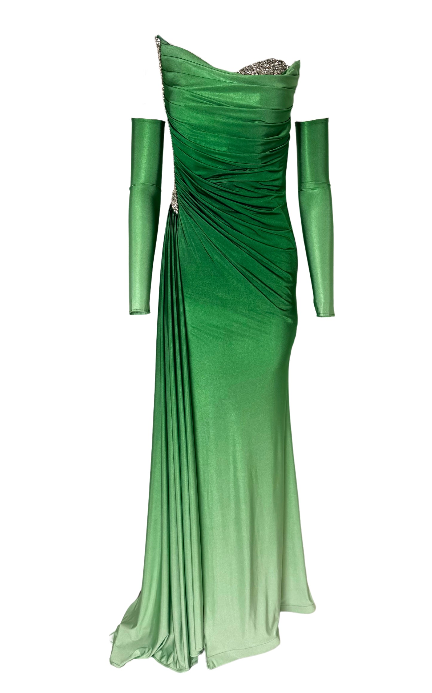 Robe ombrée verte ornée de strass