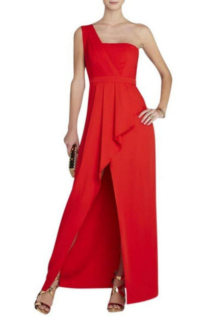  BCBGMAXAZRIAKristine One-Shoulder Peplum Gown - Runway Catalog