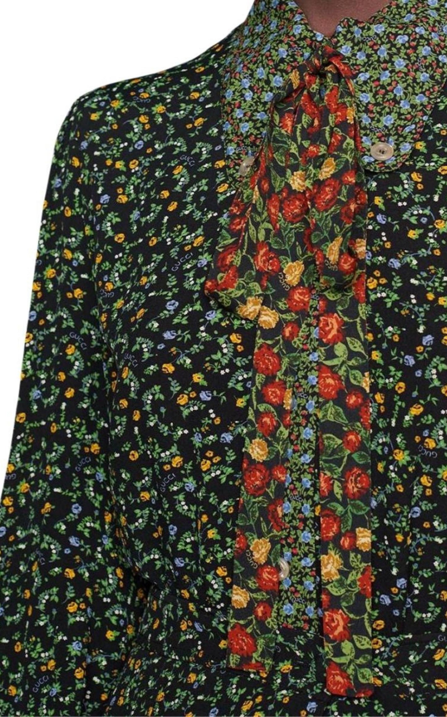  GucciLiberty Floral Bow Detail Shirt - Runway Catalog