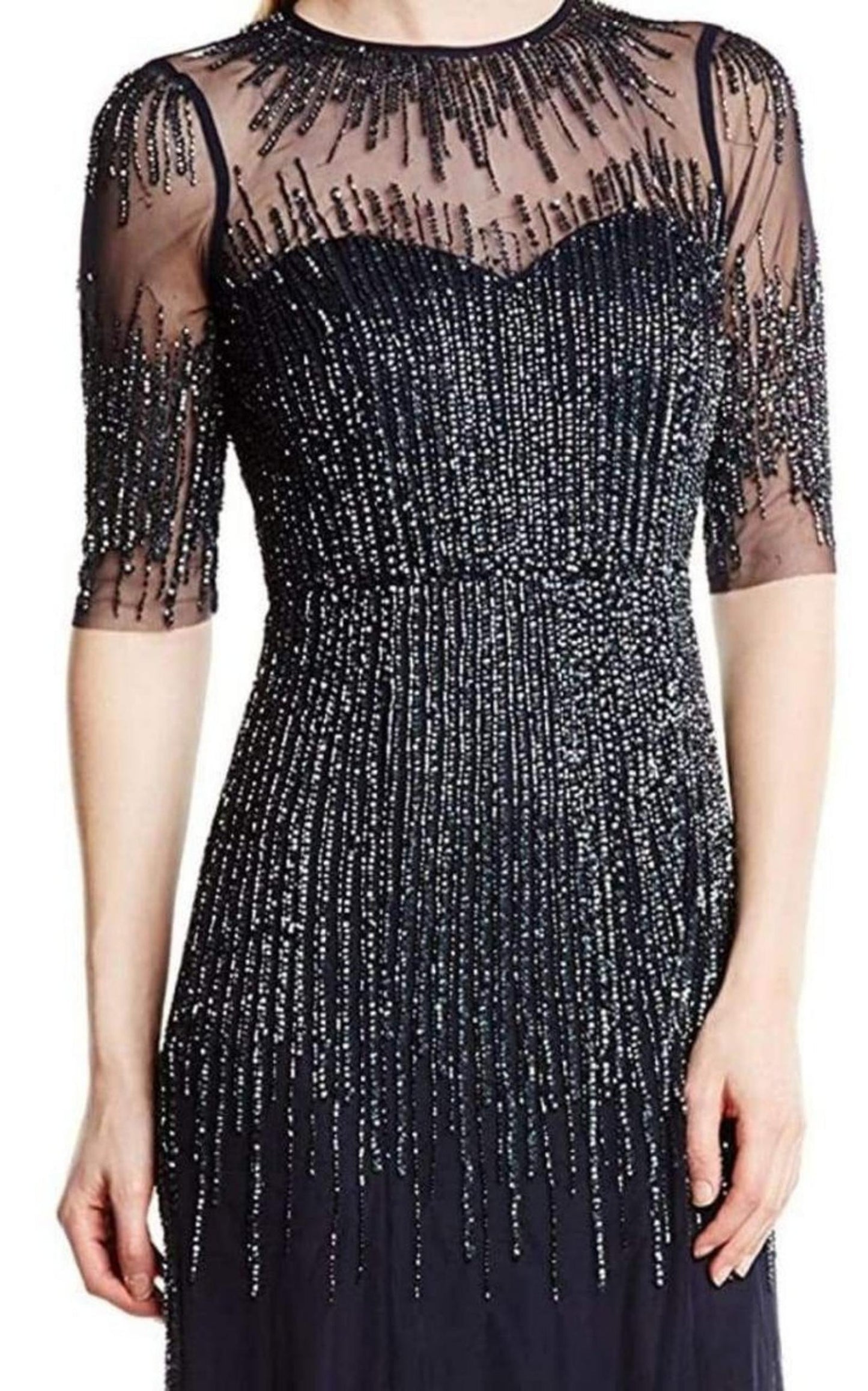 Embellished Illusion Jewel Sheath Gown Adrianna Papell