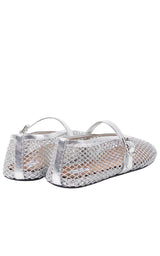 Metallic Fishnet Mary Jane Flats Alaïa