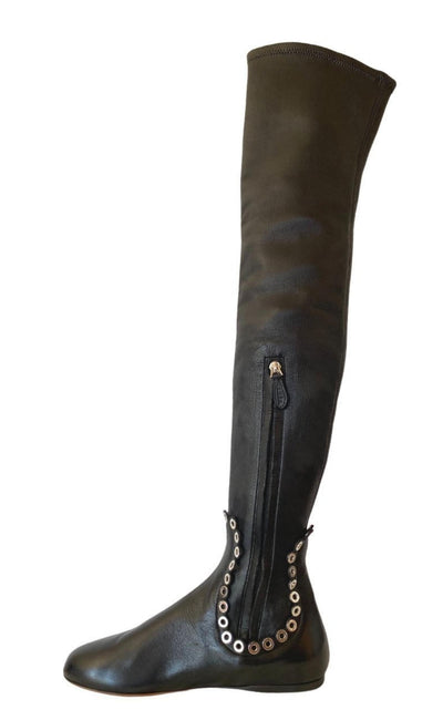 Over Knee Studded Flat Boots Alaïa