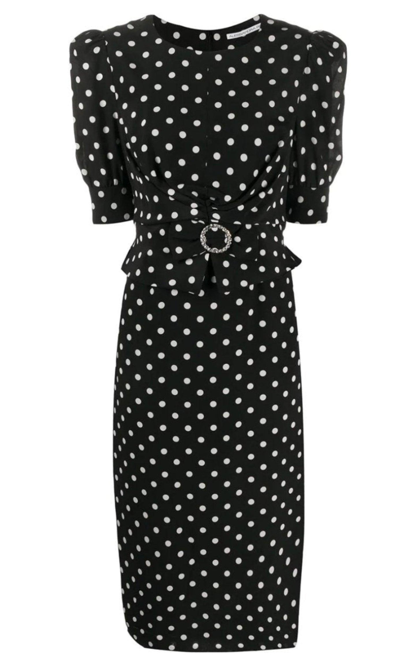 Black Polka Dot Fitted Silk Dress Alessandra Rich