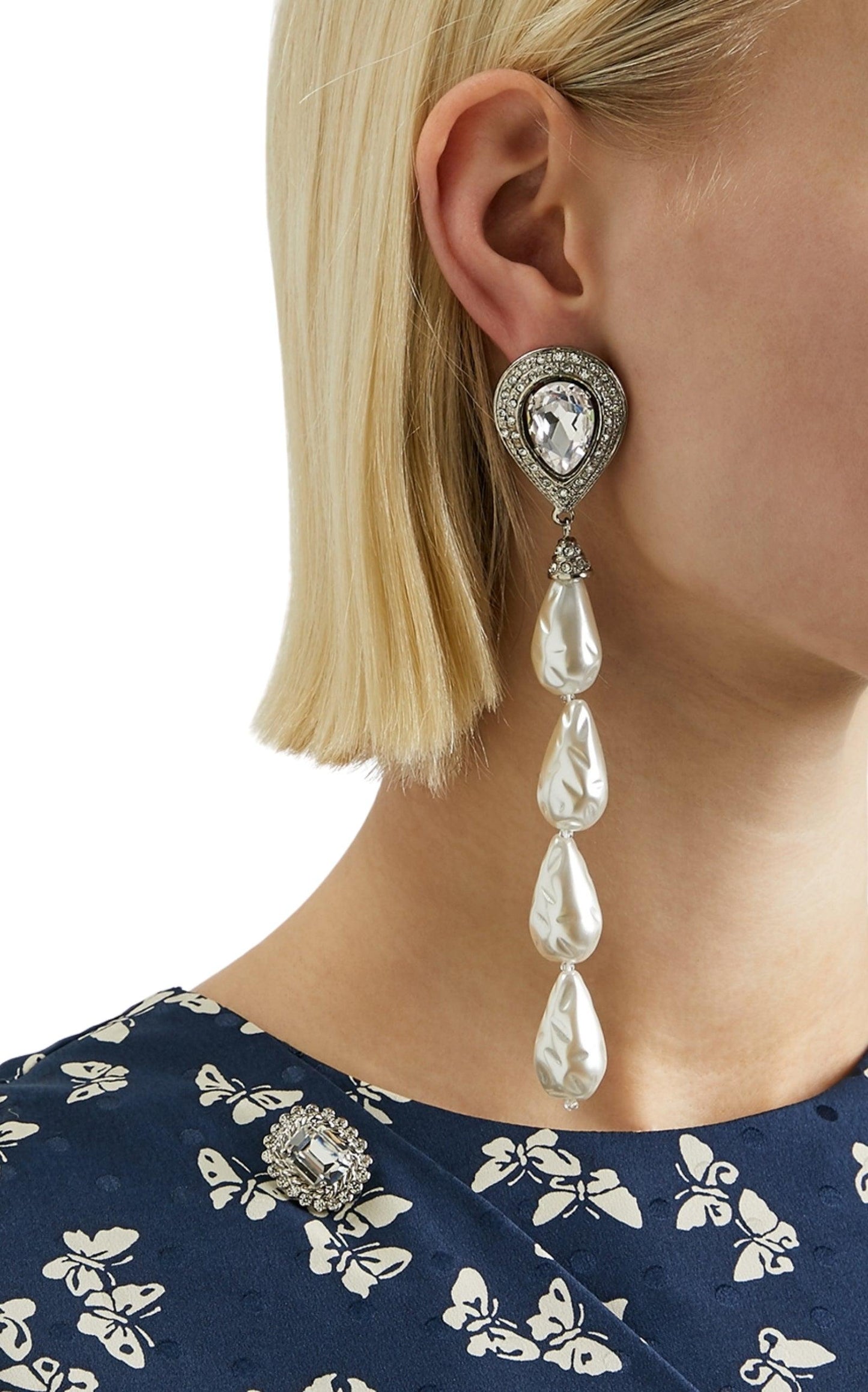 Crystal-embellished Pearl Clip-on Earrings Alessandra Rich