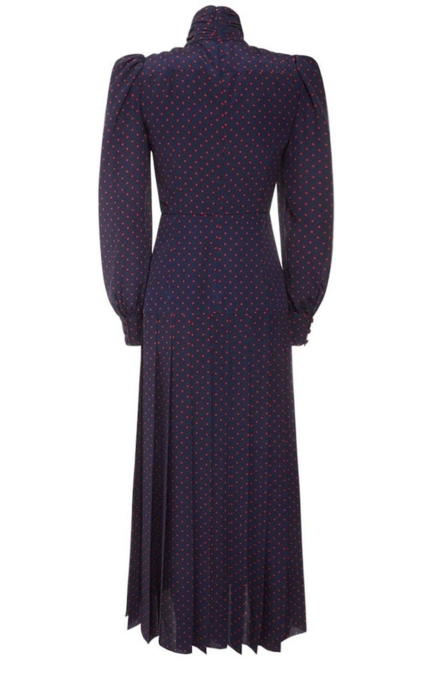 Long-Sleeve Highneck Polka-Dot Dress Alessandra Rich