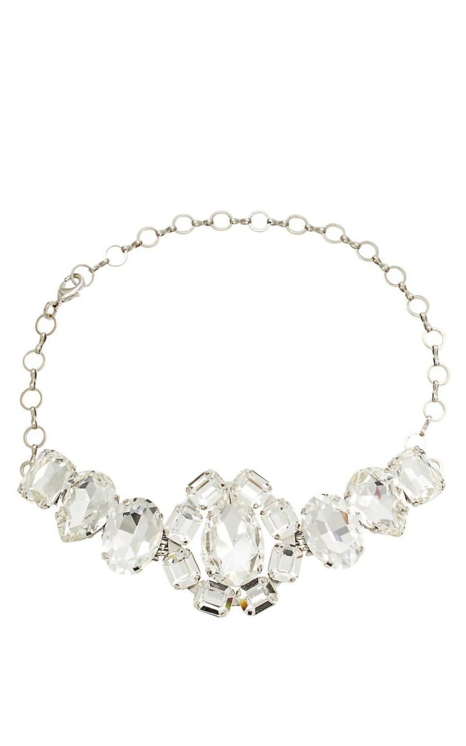 Alessandra Rich Silvertone Crystal Choker Necklace