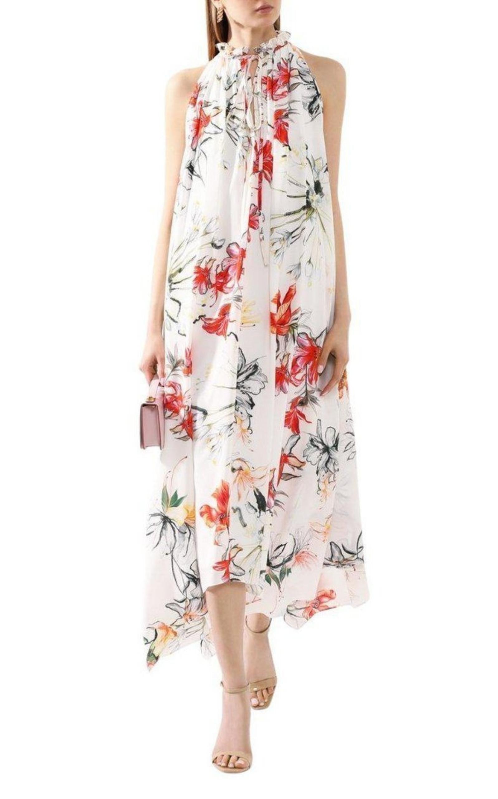 Endangered Flower Print Sleeveless Dress Alexander McQueen