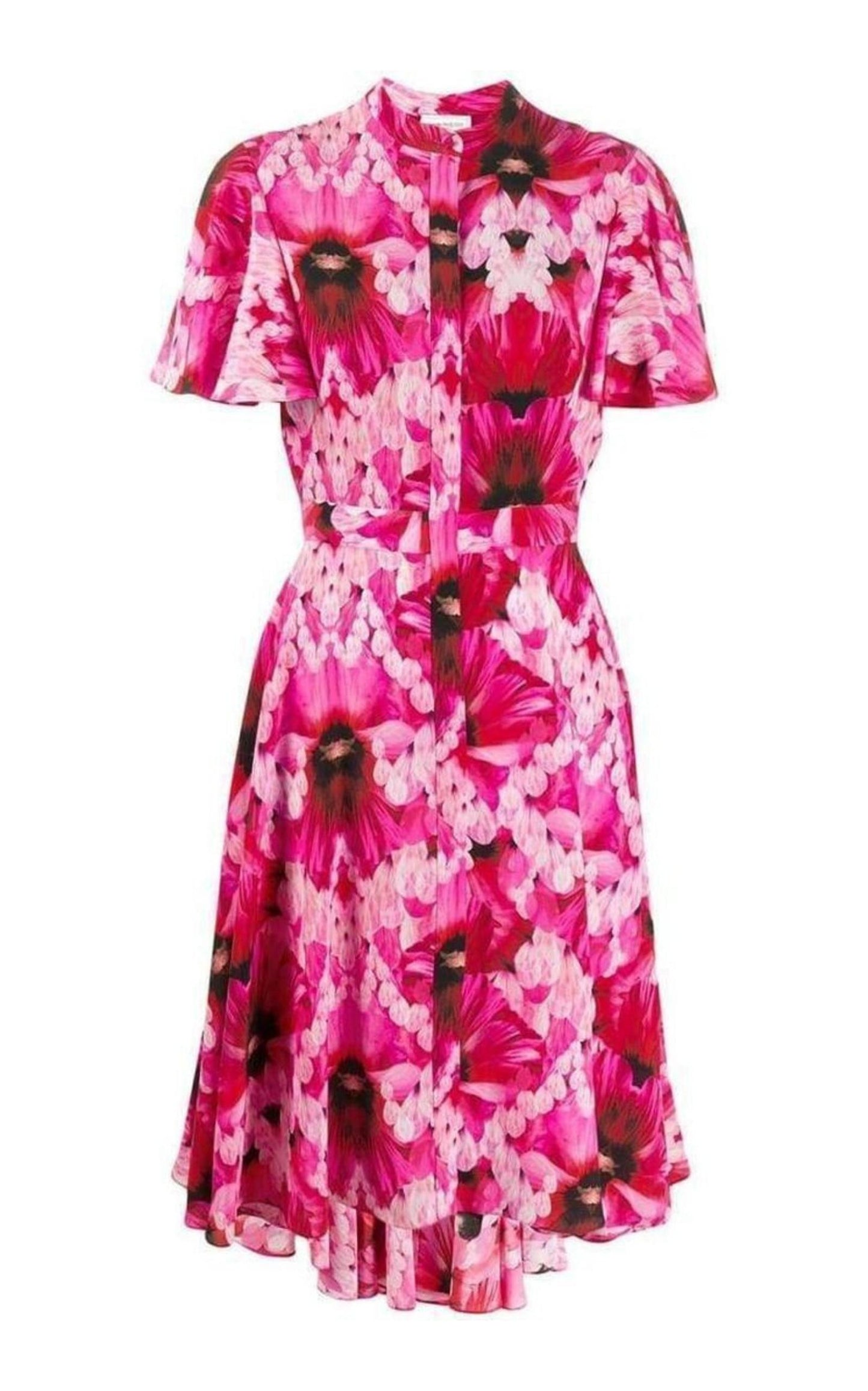 Flower Print Silk Tea Dress Alexander McQueen