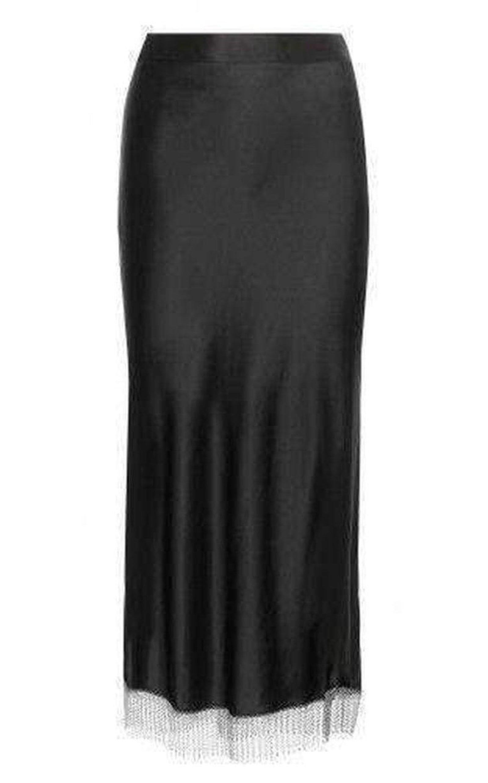 Black Silk Metal Fringe Skirt Alexander Wang