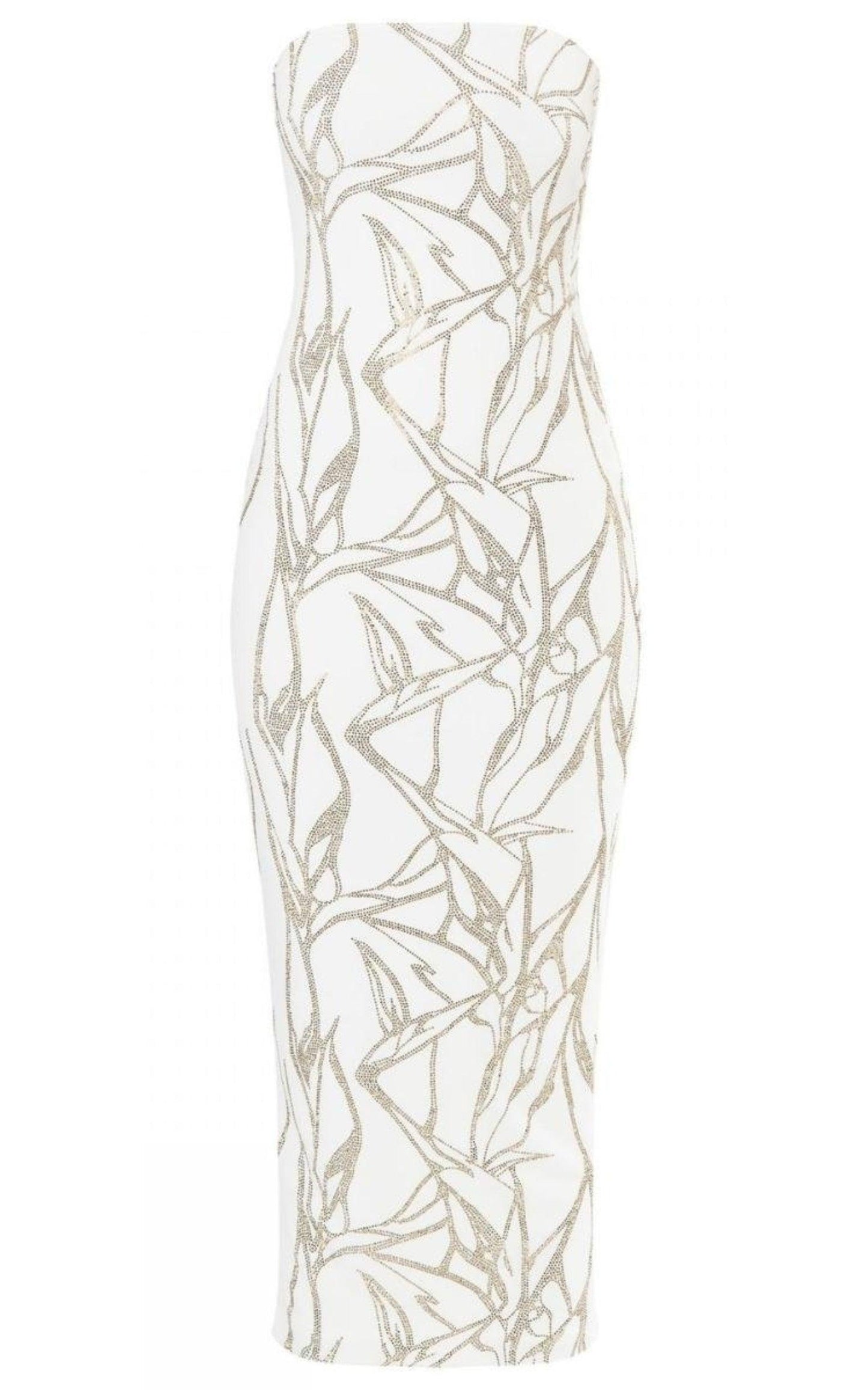 White Beaded Strapless Midi Dress Alexandre Vauthier