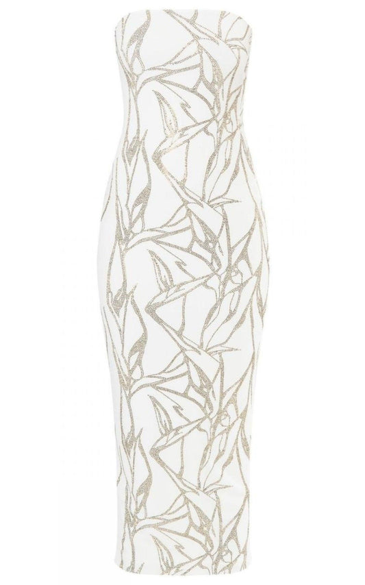 White Beaded Strapless Midi Dress Alexandre Vauthier