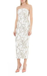 White Beaded Strapless Midi Dress Alexandre Vauthier