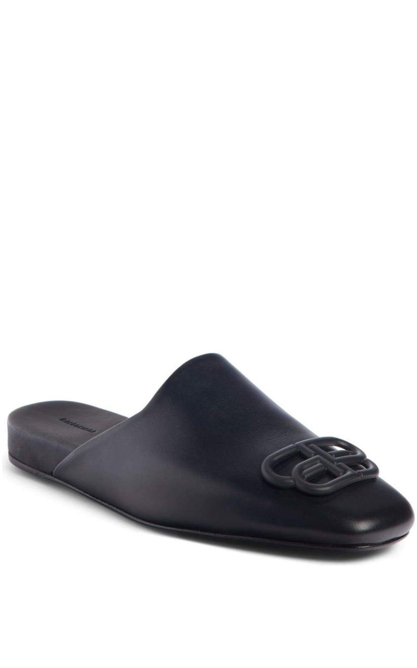 Black BB Logo Leather Slipper Shoes Balenciaga