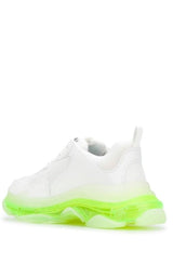 White Triple S Leather and Mesh Sneakers Balenciaga