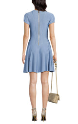 6-Button Fine Knit Mini Skater Dress Balmain