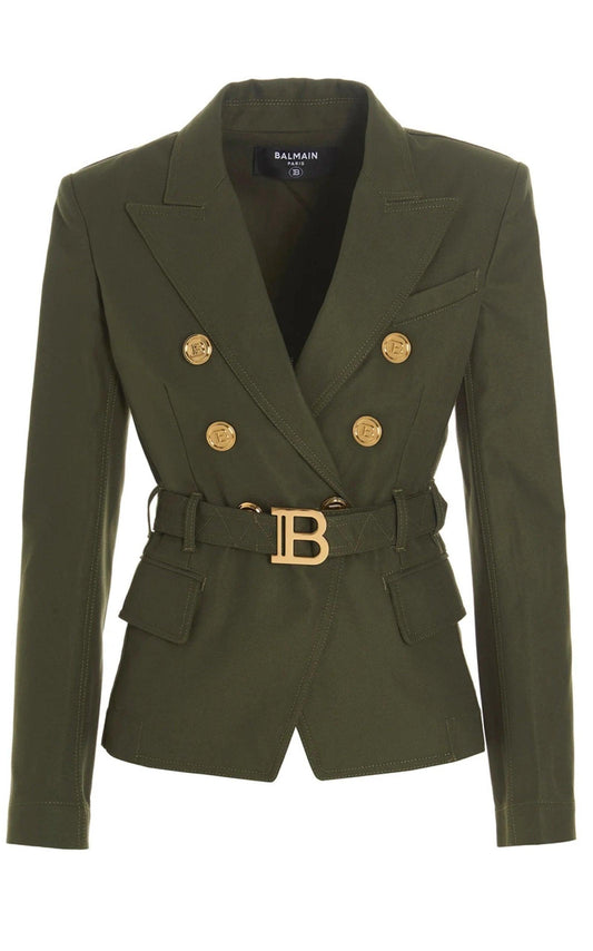 Belted Double-Breasted Blazer Jacket Balmain