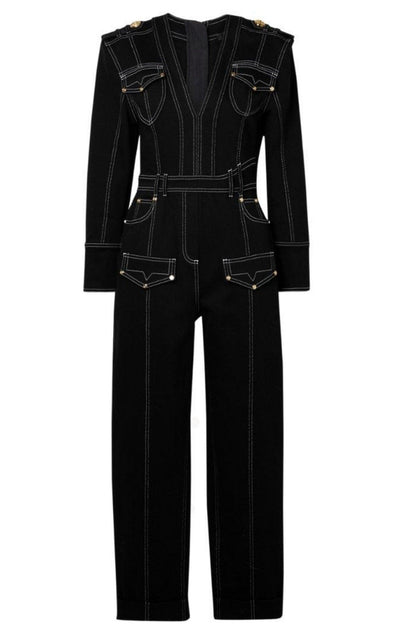 Black Denim Jumpsuit Balmain