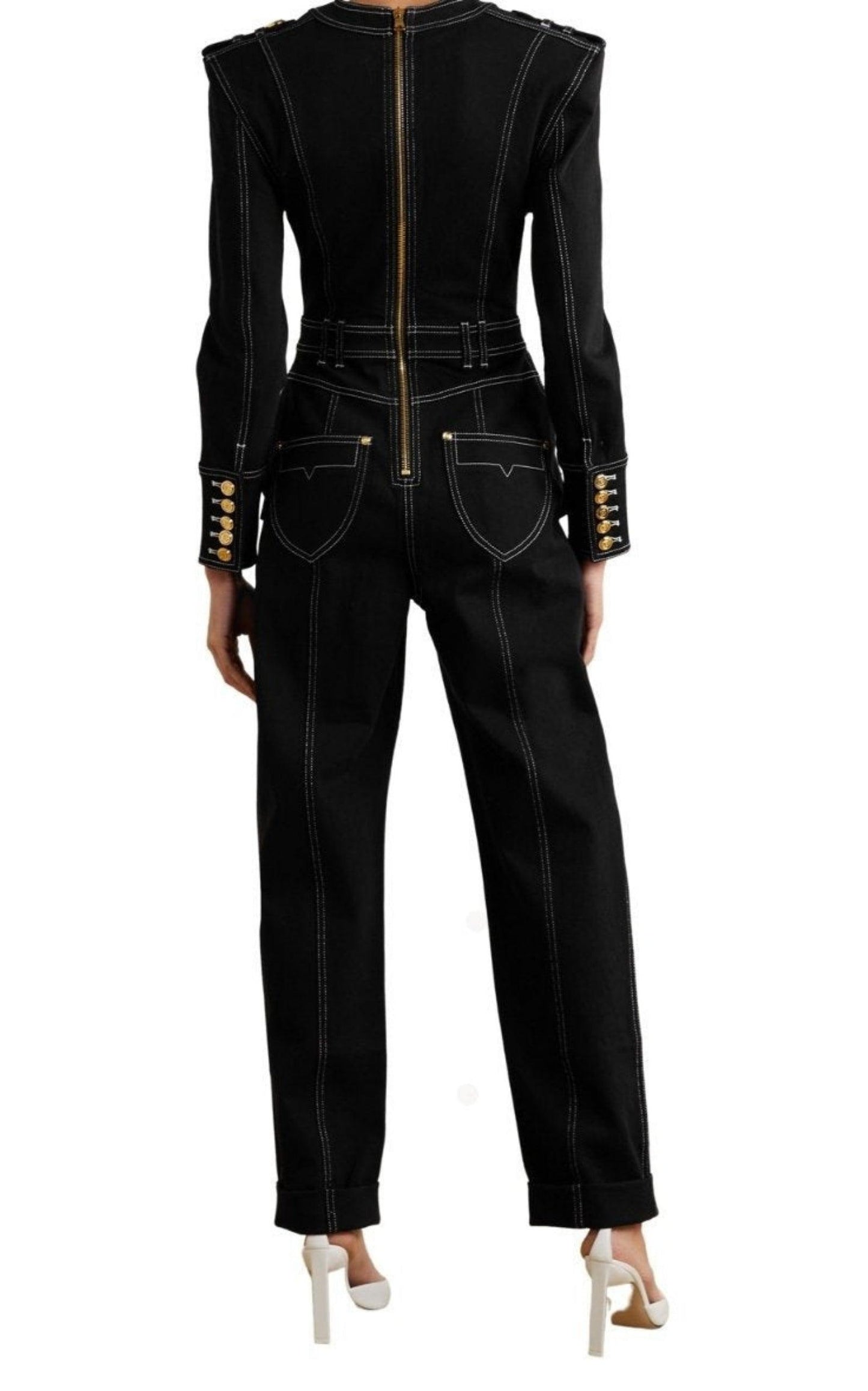 Black Denim Jumpsuit Balmain