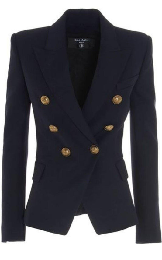 Black Double-Breasted Blazer Jacket Balmain