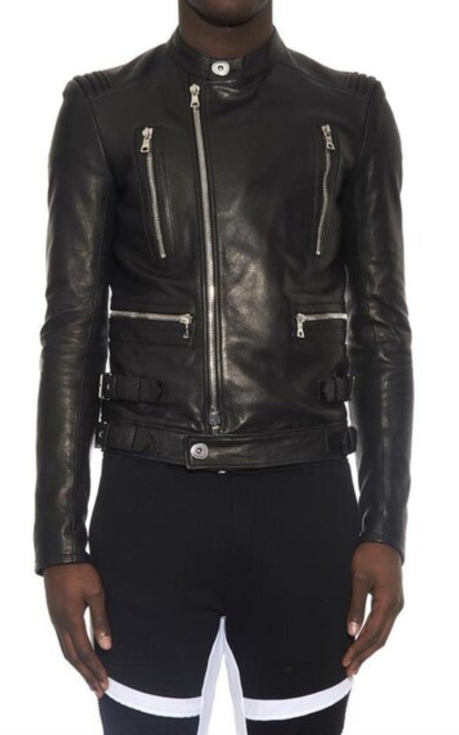 Black Leather Biker Jacket Balmain