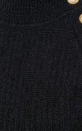 Black Mohair Wool Ribbed Turtleneck Sweater Balmain