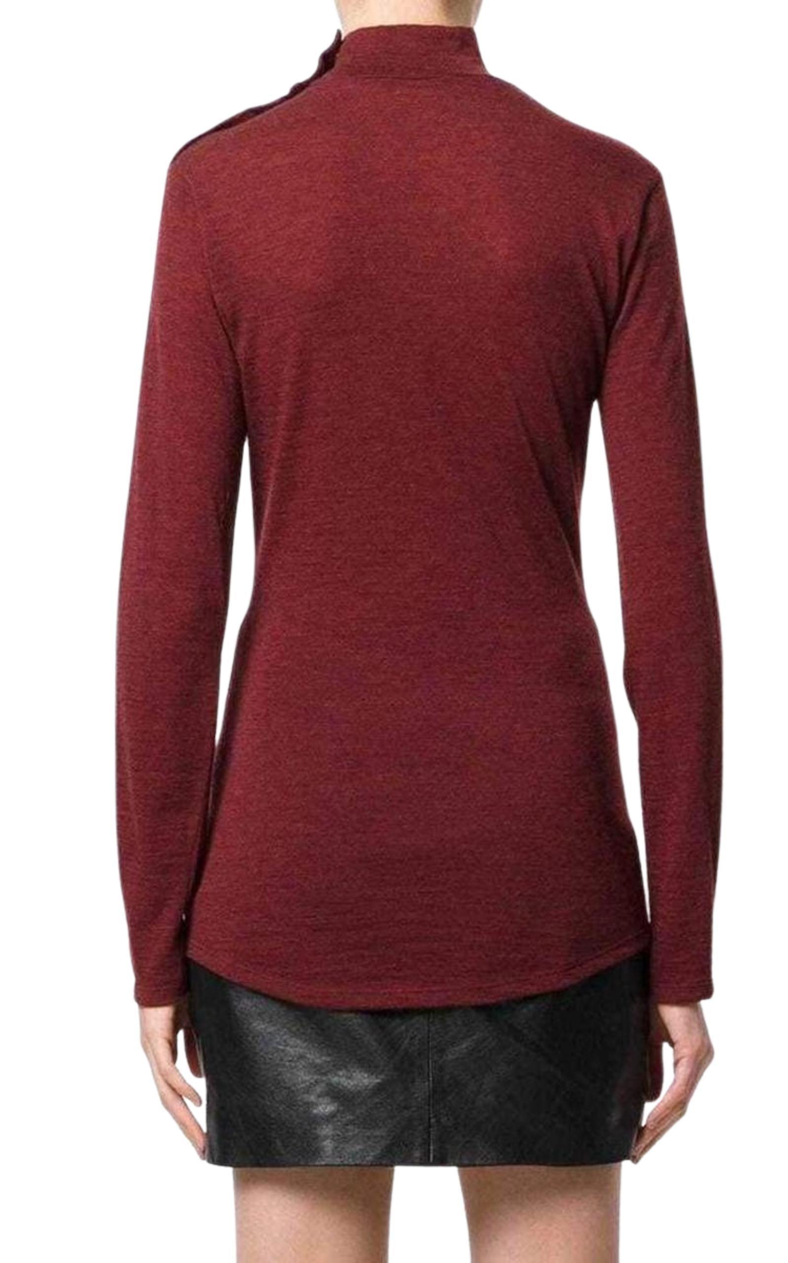 Burgundy Wool Knit Turtleneck Sweater Balmain