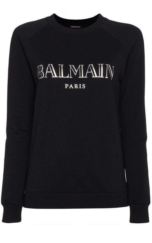 Crewneck Silver Logo Sweatshirt Balmain