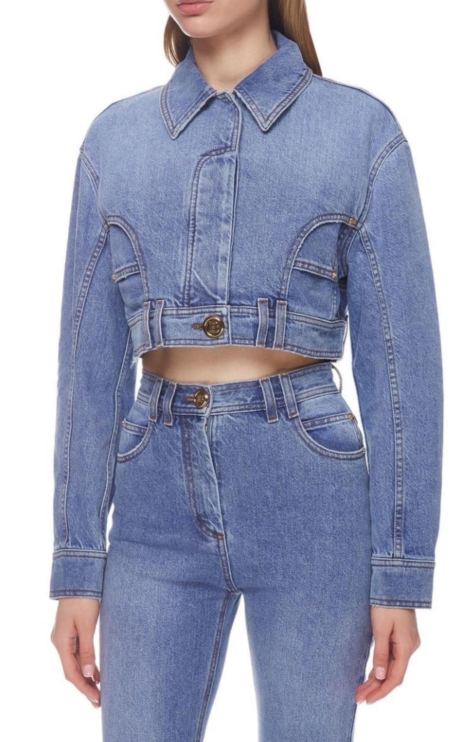 Cropped Denim Jacket Balmain