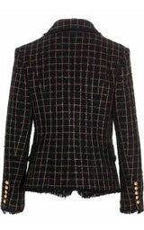 Balmain Double-breasted Checked Tweed Jacket