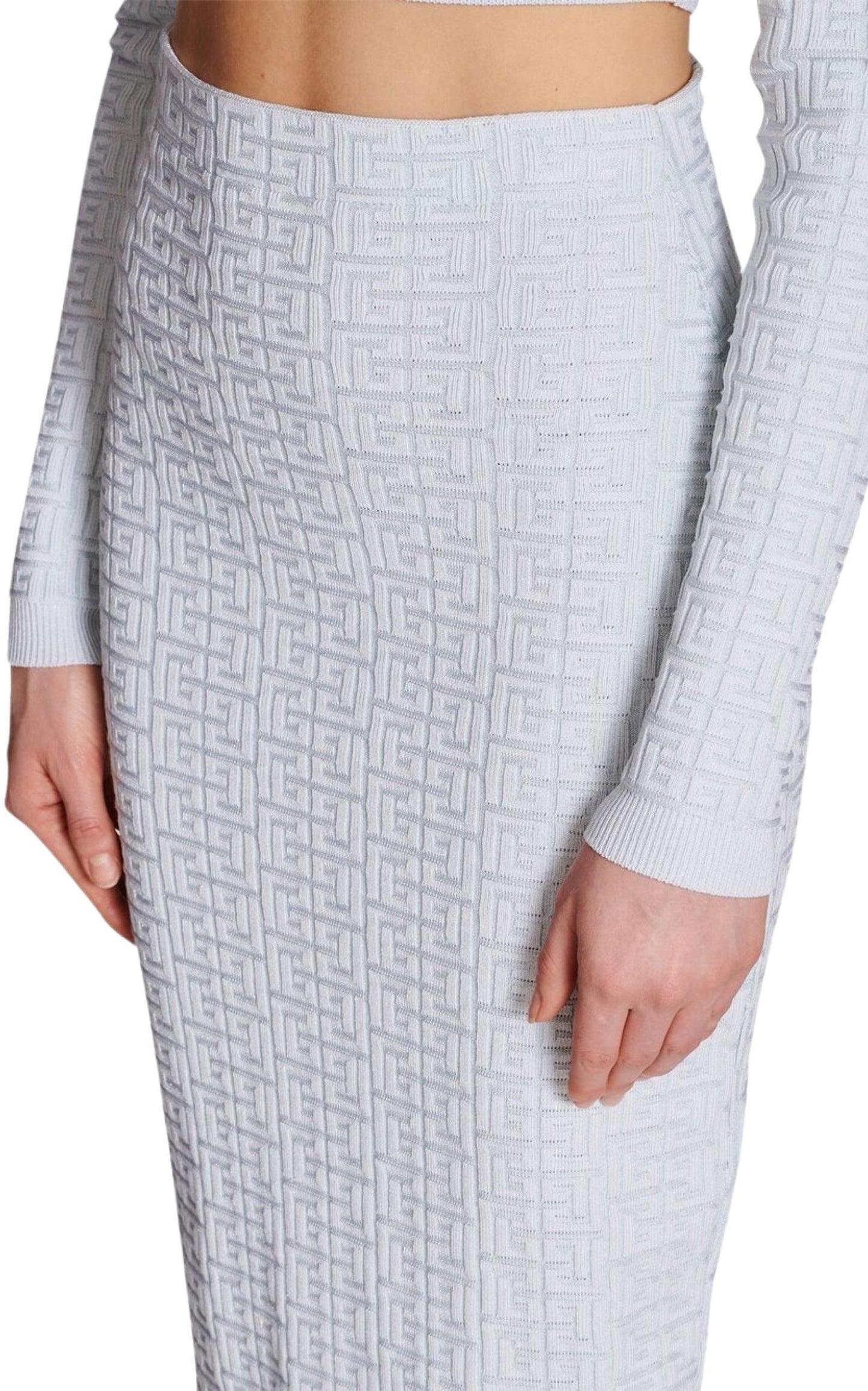 Embossed Monogram Midi Skirt Balmain