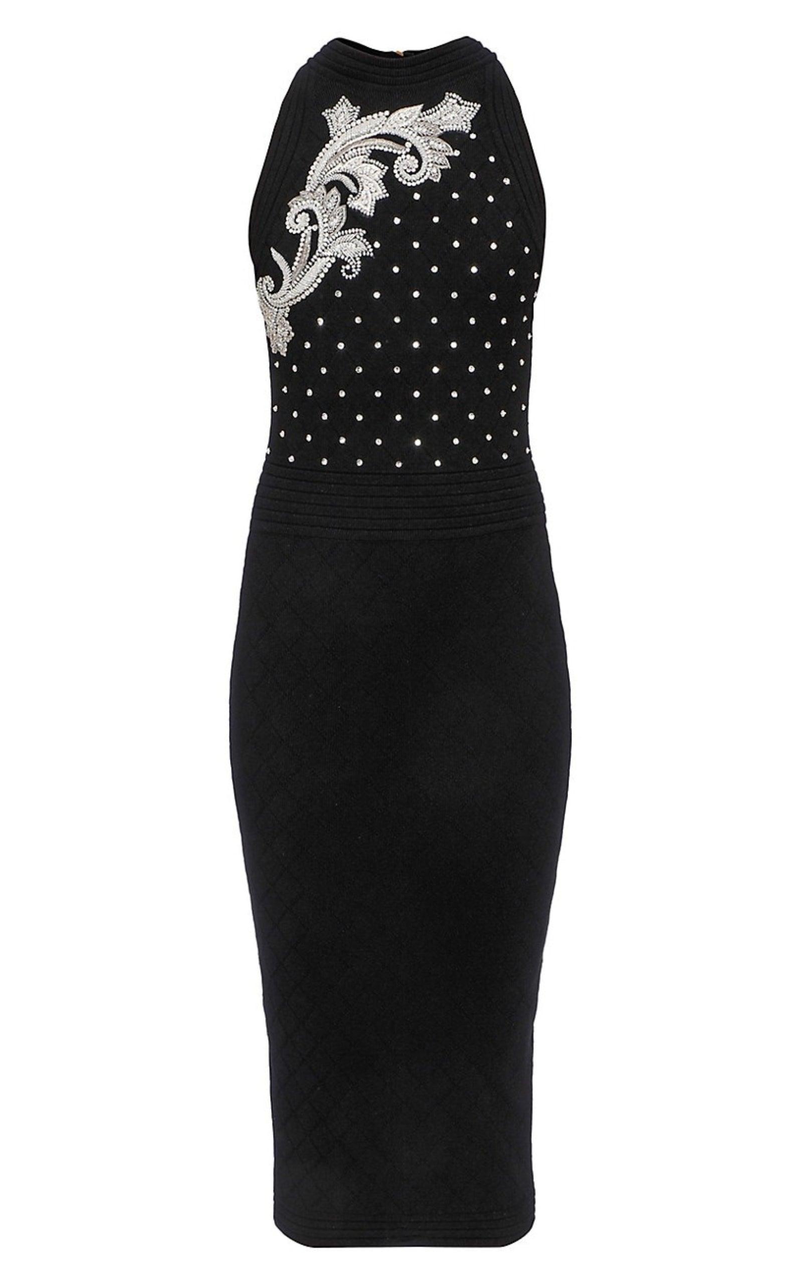 Embroidered Knit Midi Dress Balmain