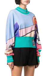 Geometric Print Crewneck Sweatshirt Balmain