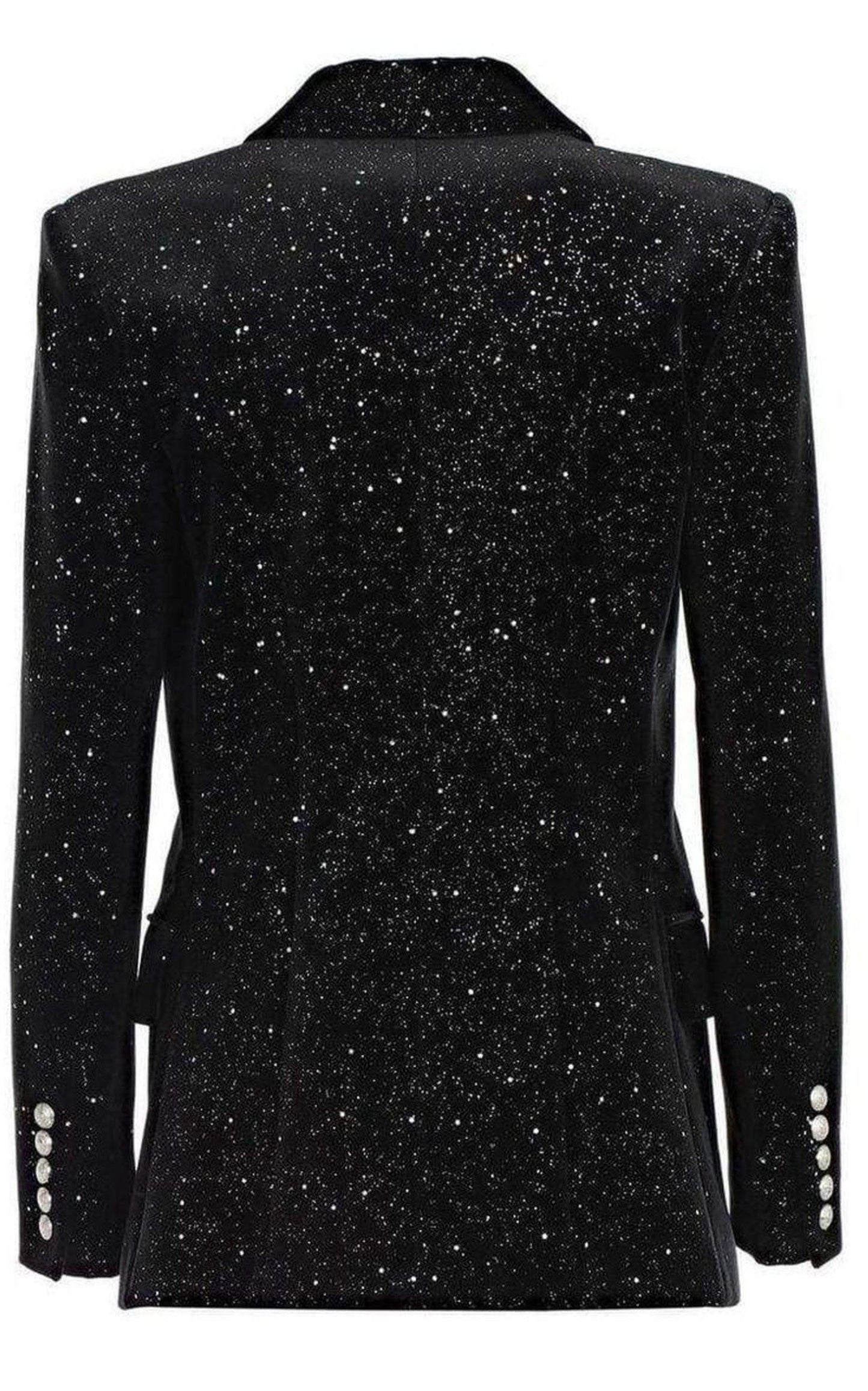 Glittered Velvet Double Breasted Blazer Balmain