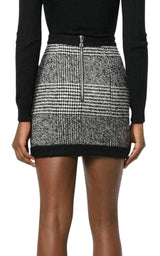 Houndstooth High-Rise Wool-Blend Mini Skirt Balmain