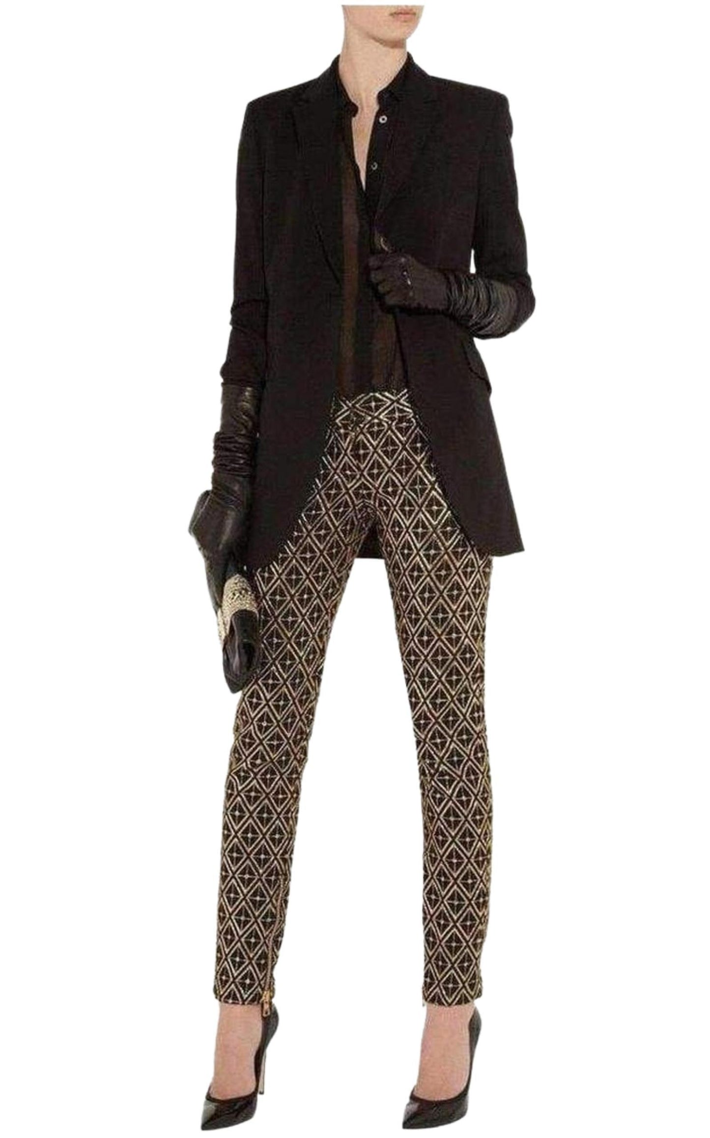 Metallic jacquard skinny pants Balmain