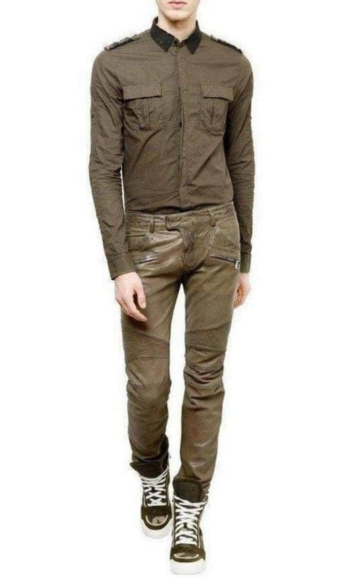 Military Khaki Shirt Style Balmain