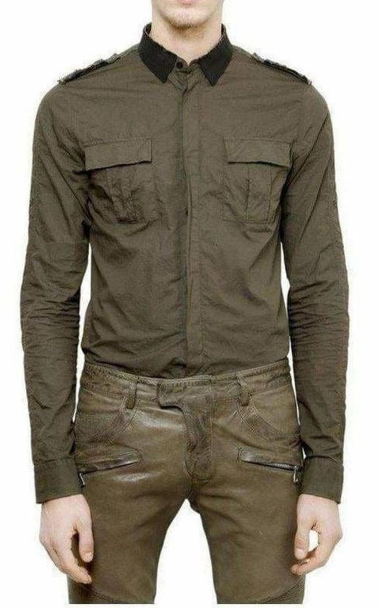 Military Khaki Shirt Style Balmain