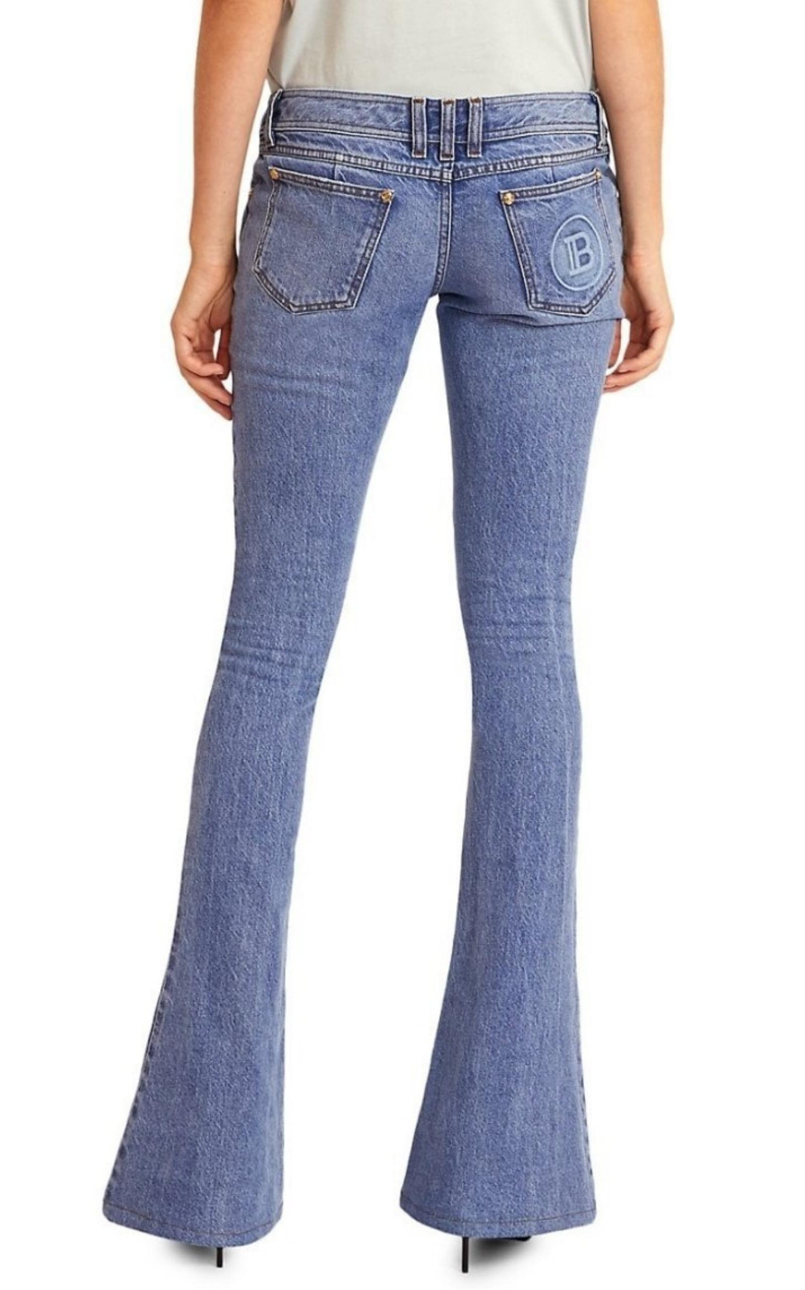 Monogram Low-Rise Bootcut Jeans Balmain