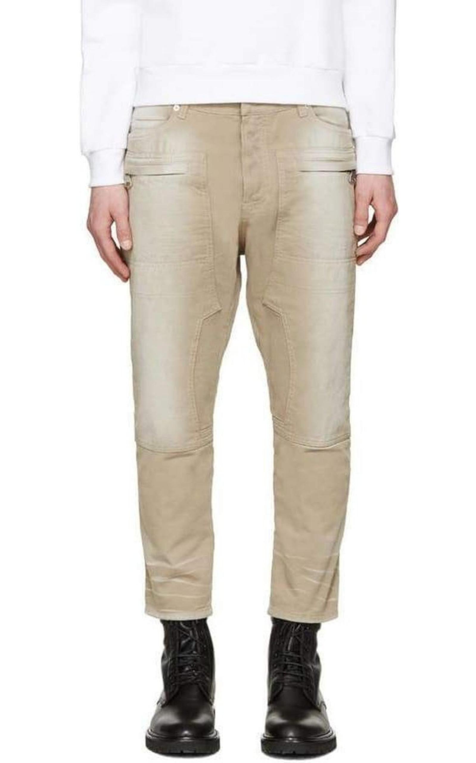 Tan Cropped Jeans Balmain