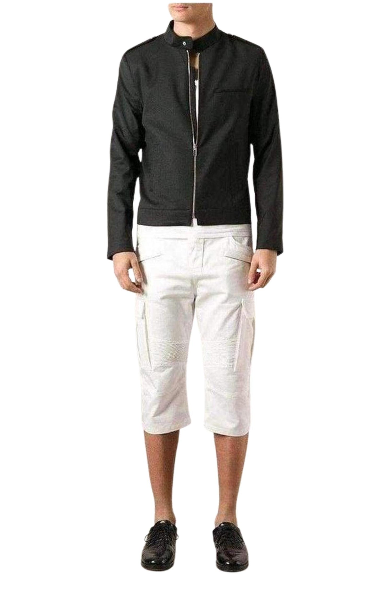 White Cotton Cargo Biker Shorts Balmain