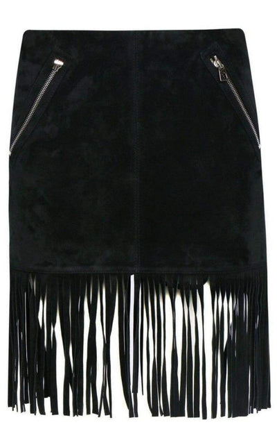 Black Leather Fringe Skirt Barbara Bui