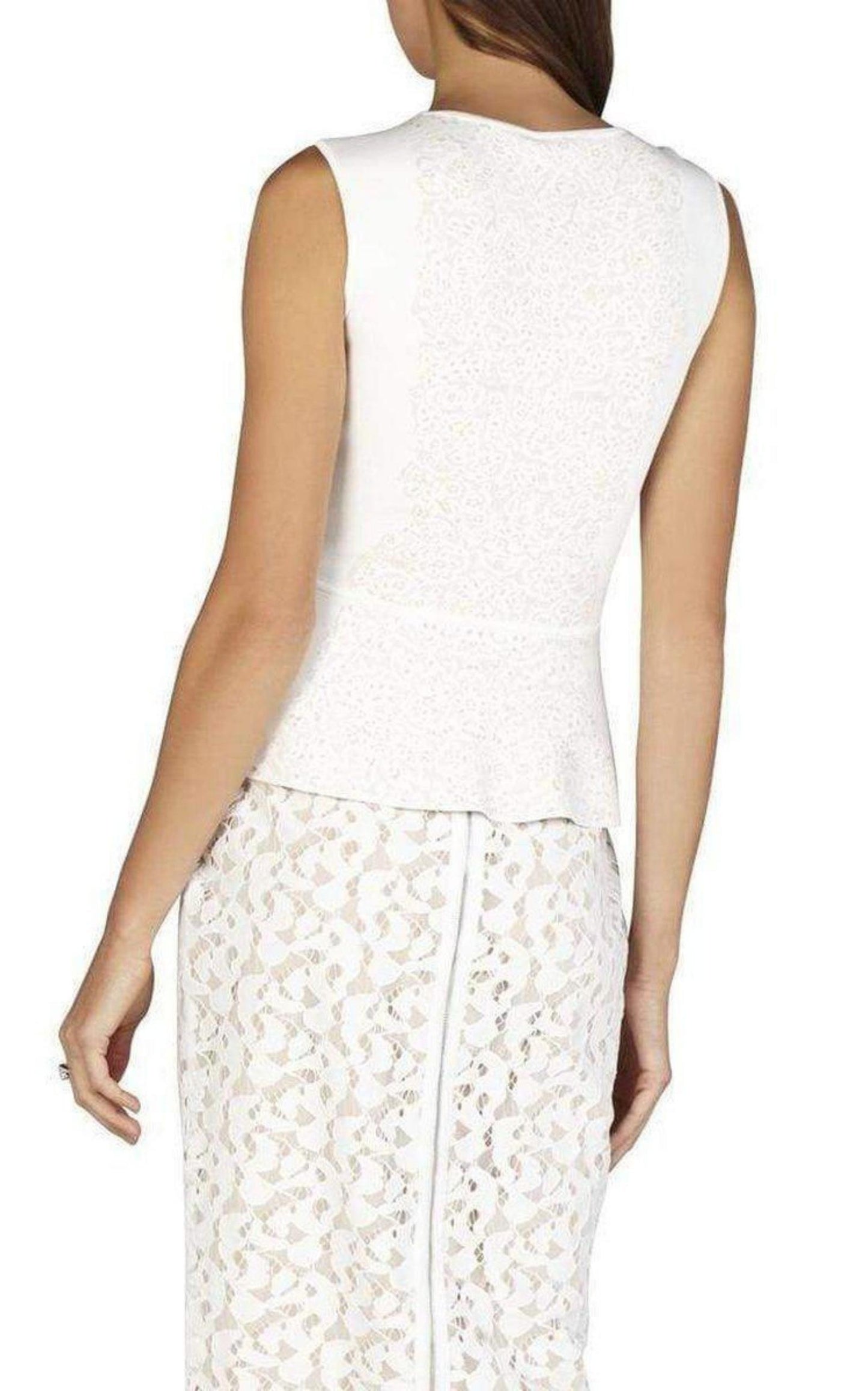 Alonya Pointelle Jacquard Peplum Pullover BCBGMAXAZRIA