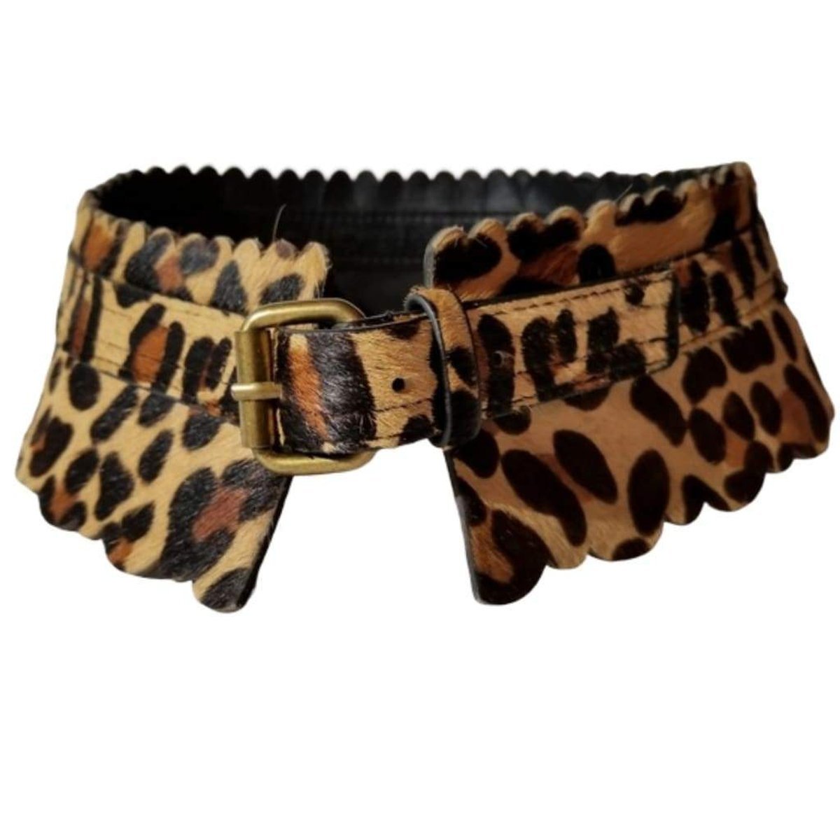 BCBGMAXAZRIA Animal Print Cut Out Leather Waist Belt