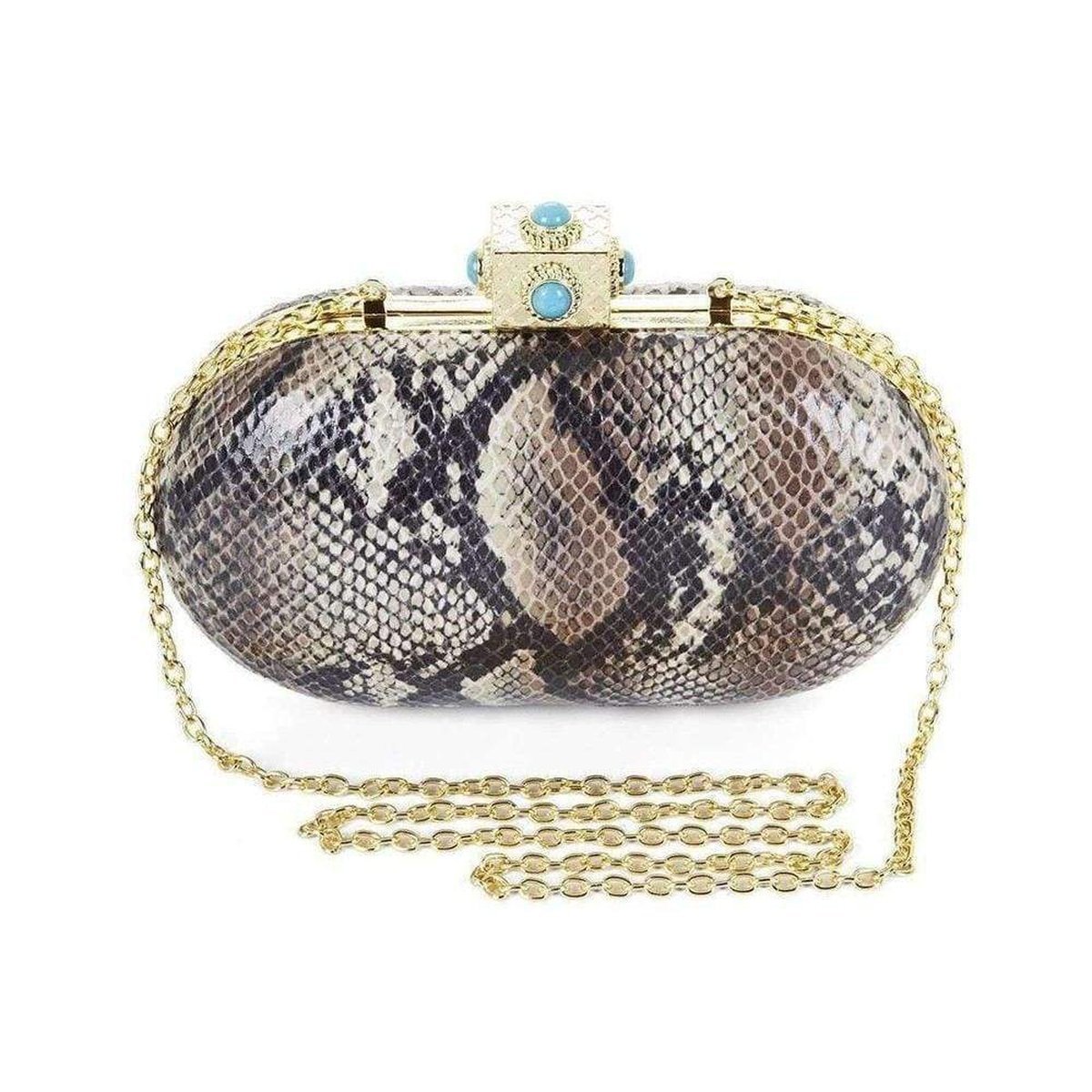 BCBGMAXAZRIA Ariane Turquoise Stone Tilt Lock Clutch