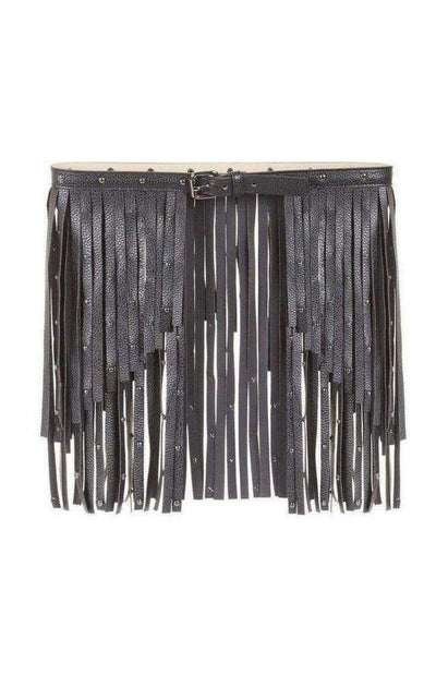 Black Fringe Studded Belt BCBGMAXAZRIA